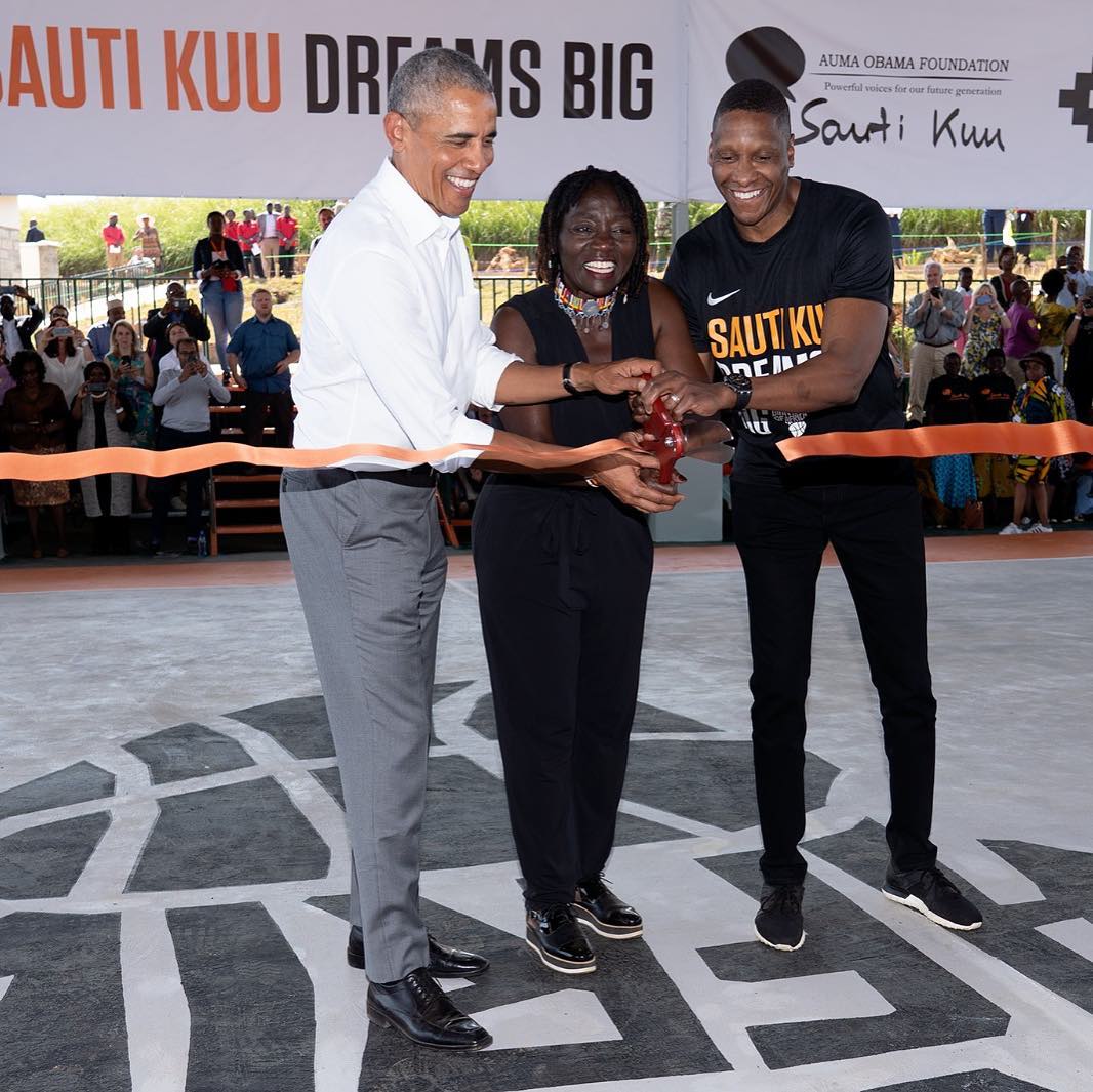 2018-08-23-President Obama: Unveiling Plaque At Sauti Kuu Charitable Foundation In Kenya July 2018 With Dr. Auma Obama